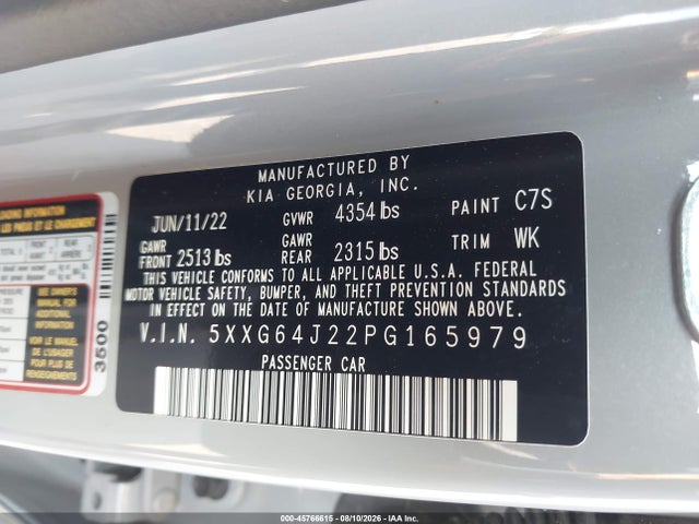 Продаж на аукціоні авто 2023 Kia K5 Gt-line, vin: 5XXG64J22PG165979, номер лоту: 45766615