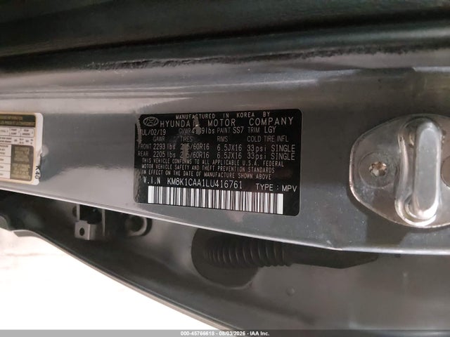45766618 :رقم المزاد ، KM8K1CAA1LU416761 vin ، 2020 Hyundai Kona Se مزاد بيع