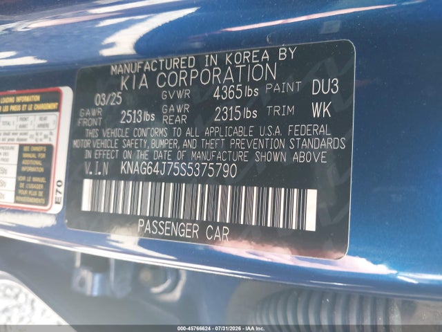 Продажа на аукционе авто 2025 Kia K5 Gt-line, vin: KNAG64J75S5375790, номер лота: 45766624