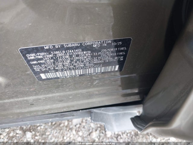 2025 Subaru Forester Touring Hybrid მანქანა იყიდება აუქციონზე, vin: JF2SLSTDXSH450464, აუქციონის ნომერი: 45766669