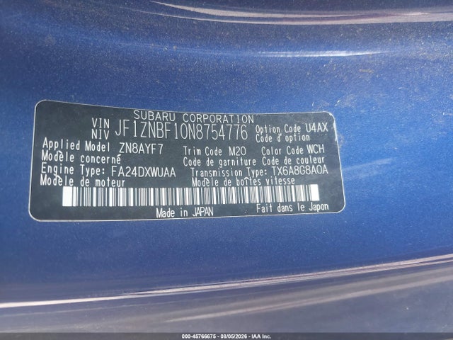 Продажа на аукционе авто 2022 Toyota Gr86 Premium, vin: JF1ZNBF10N8754776, номер лота: 45766675