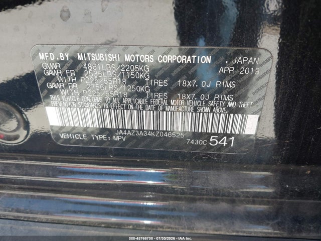 Mitsubishi Outlander Se 2019 JA4AZ3A34KZ046525 Image 9