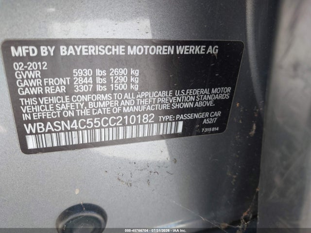 Продажа на аукционе авто 2012 Bmw 550i Gran Turismo, vin: WBASN4C55CC210182, номер лота: 45766704