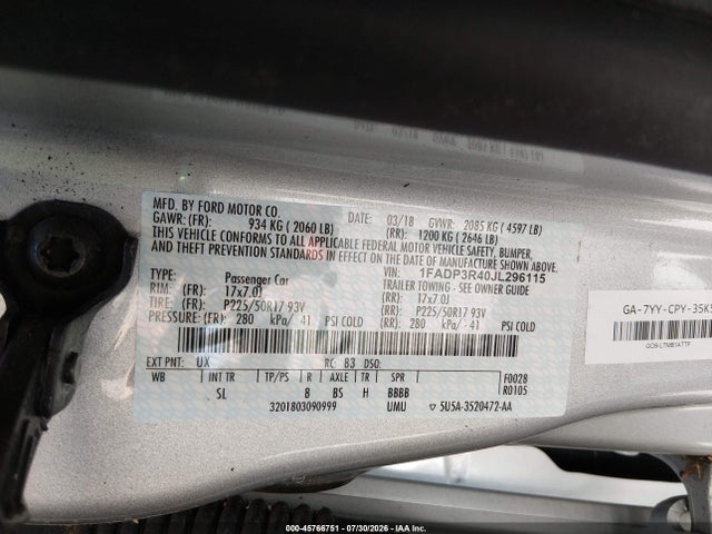 Ford FOCUS ELECTRIC 2018 1FADP3R40JL296115 Image 9