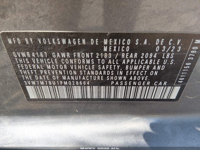3VW7M7BU1PM028664 Volkswagen Jetta 1.5t Se