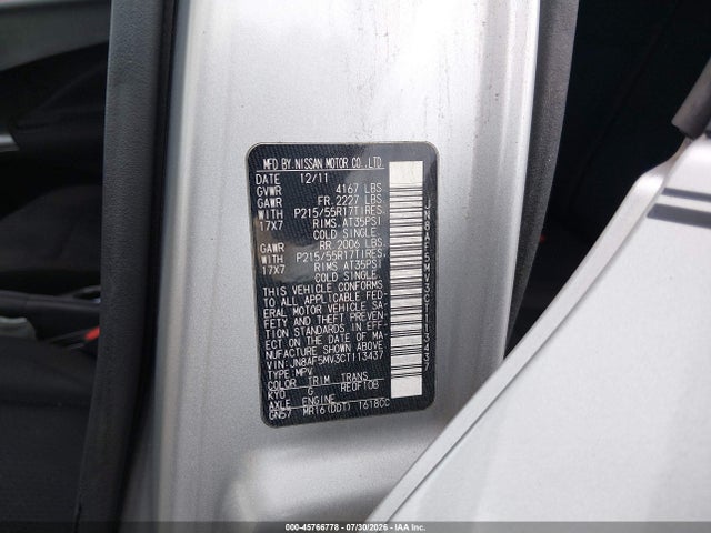 Продажа на аукционе авто 2012 Nissan Juke Sv, vin: JN8AF5MV3CT113437, номер лота: 45766778