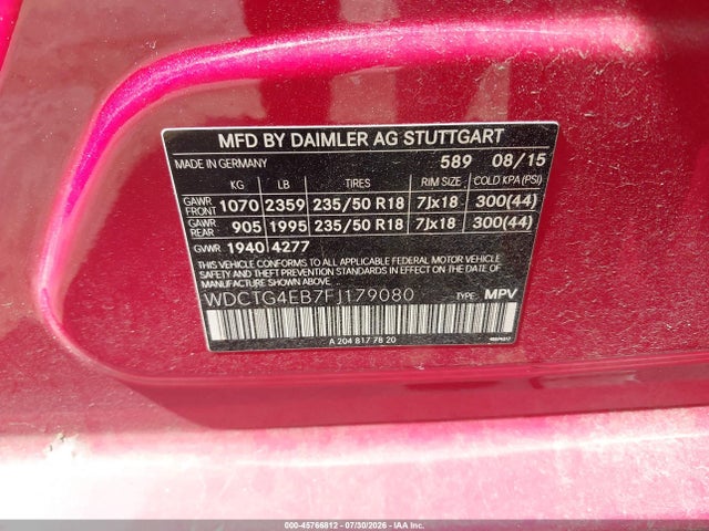 Продажа на аукционе авто 2015 Mercedes-benz Gla 250, vin: WDCTG4EB7FJ179080, номер лота: 45766812