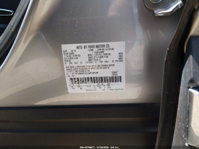 45766871 :رقم المزاد ، 1FM5K8HC3LGA92628 vin ، 2020 Ford Explorer Platinum مزاد بيع