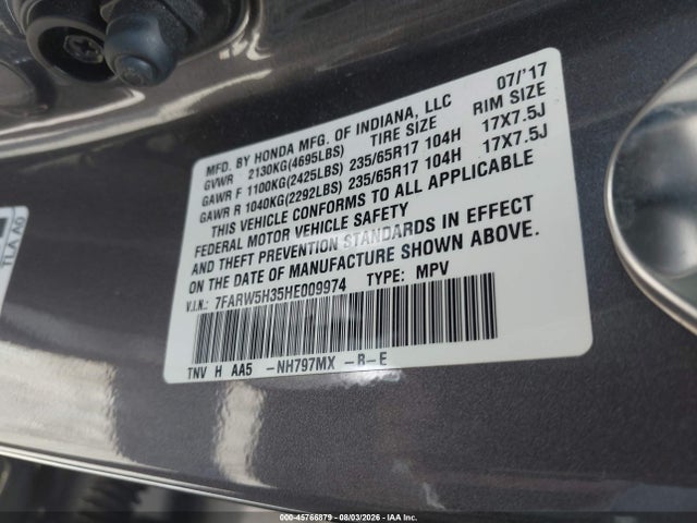 Honda CR-V LX 2017 7FARW5H35HE009974 Image 9