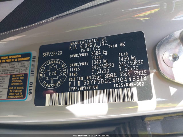Aukcja sprzedaży 2024 Kia Telluride Sx/sx Prestige/sx Prestige X-line/sx Prestige X-pro/sx X-line/sx X-pro, vin: 5XYP5DGC4RG448918, numer aukcji: 45766896