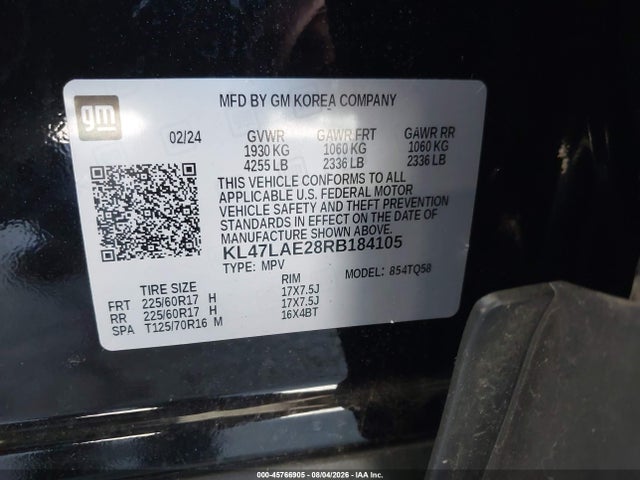 45766905 :رقم المزاد ، KL47LAE28RB184105 vin ، 2024 Buick Envista Preferred Fwd مزاد بيع