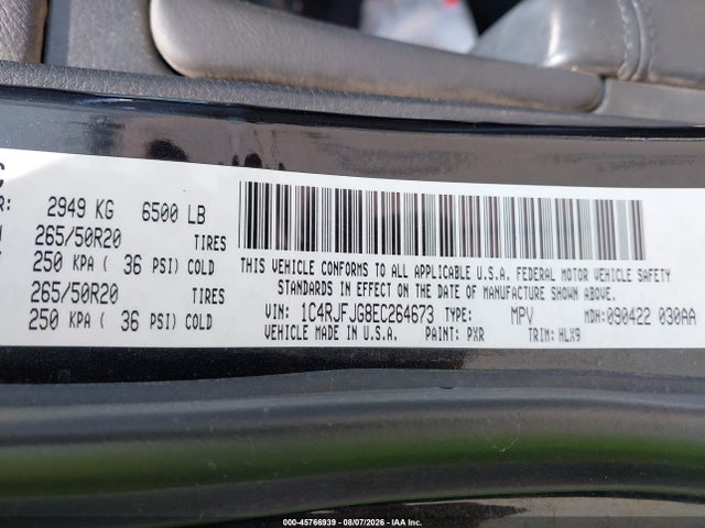 Aukcja sprzedaży 2014 Jeep Grand Cherokee Summit, vin: 1C4RJFJG8EC264673, numer aukcji: 45766939