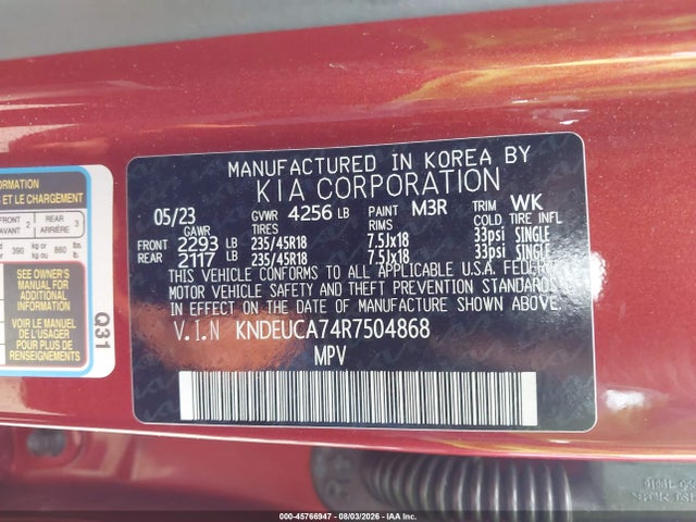 45766947 :رقم المزاد ، KNDEUCA74R7504868 vin ، 2024 Kia Seltos X-line مزاد بيع