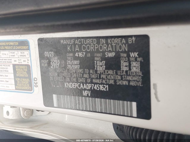 Продажа на аукционе авто 2023 Kia Seltos Lx, vin: KNDEPCAA0P7451621, номер лота: 45766979