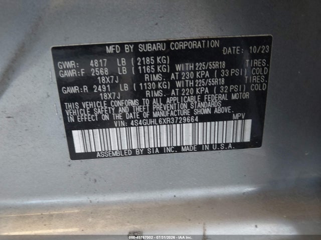 Продаж на аукціоні авто 2024 Subaru Crosstrek Limited, vin: 4S4GUHL6XR3729664, номер лоту: 45767002