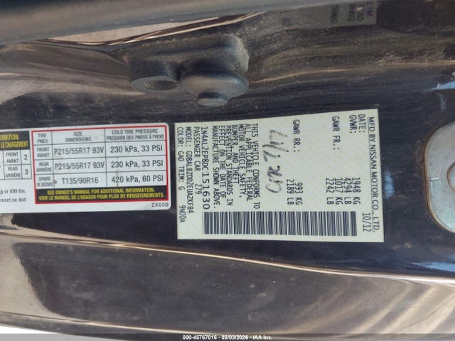 Aukcja sprzedaży 2013 Nissan Altima 2.5 S, vin: 1N4AL2EP8DC151630, numer aukcji: 45767016