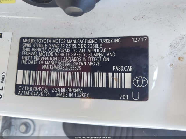 Toyota C-HR XLE 2018 NMTKHMBX8JR053898 Image 9