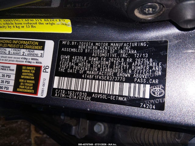 Toyota CAMRY LE 2014 4T4BF1FK5ER373770 Image 9