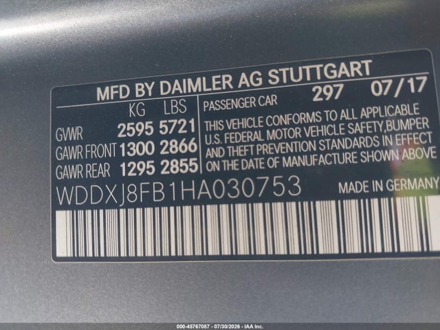 Продаж на аукціоні авто 2017 Mercedes-benz S 550 4matic, vin: WDDXJ8FB1HA030753, номер лоту: 45767087