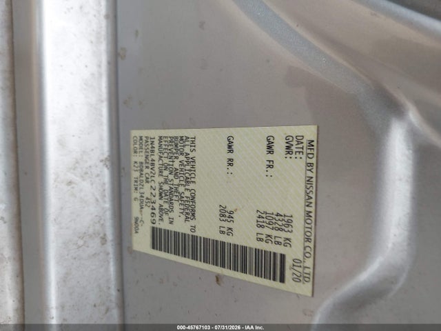 Продажа на аукционе авто 2020 Nissan Altima S Fwd, vin: 1N4BL4BV2LC223469, номер лота: 45767103