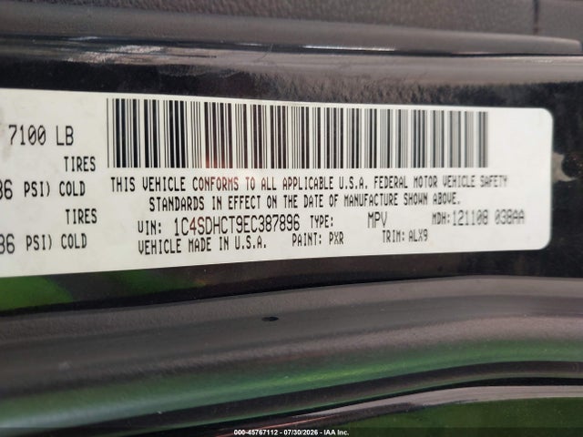 Продажа на аукционе авто 2014 Dodge Durango R/t, vin: 1C4SDHCT9EC387896, номер лота: 45767112