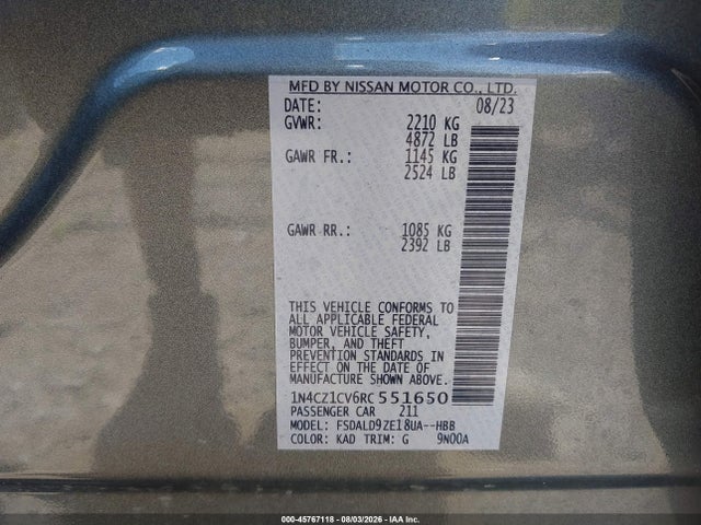 Aukcja sprzedaży 2024 Nissan Leaf Sv Plus, vin: 1N4CZ1CV6RC551650, numer aukcji: 45767118