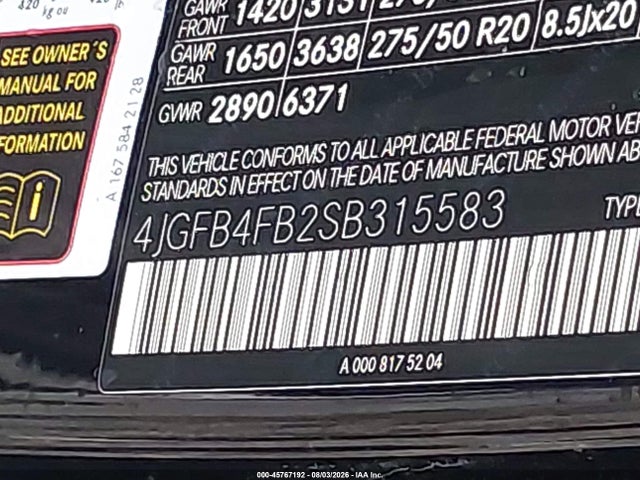 4JGFB4FB2SB315583 Mercedes-Benz Gle 350 4matic