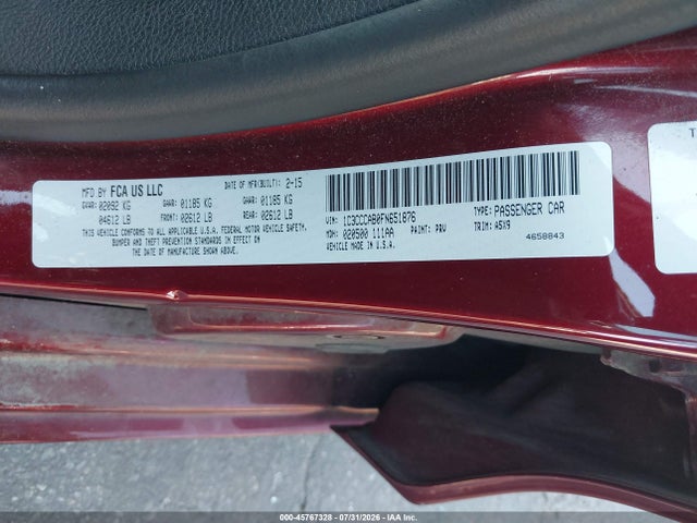 Aukcja sprzedaży 2015 Chrysler 200 Limited, vin: 1C3CCCAB0FN651876, numer aukcji: 45767328