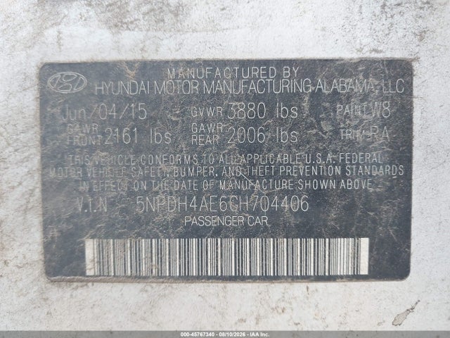 Hyundai ELANTRA SE 2016 5NPDH4AE6GH704406 Image 9