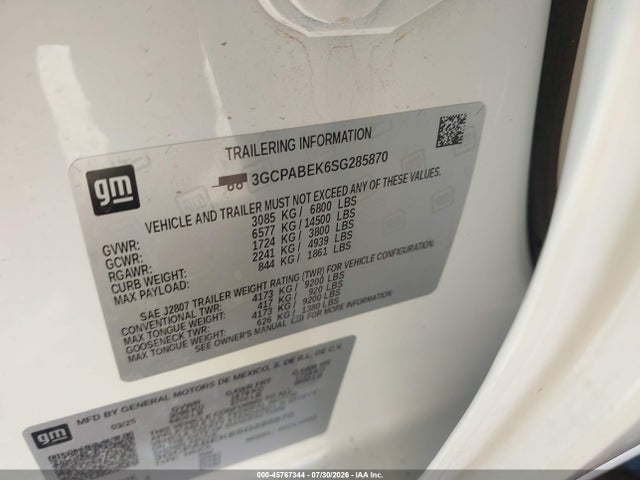 Продажа на аукционе авто 2025 Chevrolet Silverado 1500 2wd  Short Bed Custom, vin: 3GCPABEK6SG285870, номер лота: 45767344