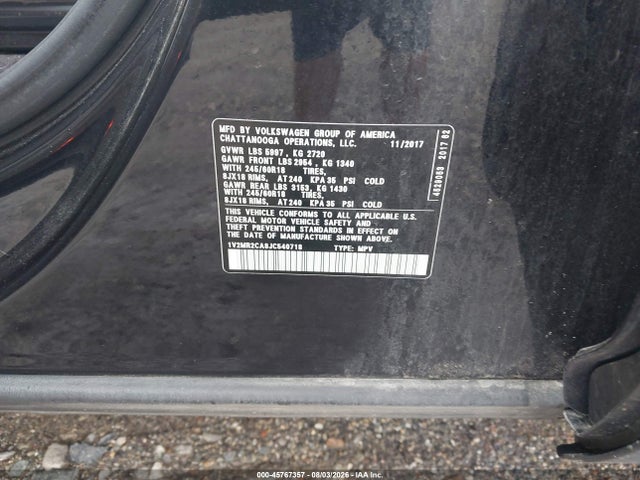 Aukcja sprzedaży 2018 Volkswagen Atlas 3.6l V6 Sel, vin: 1V2MR2CA8JC540718, numer aukcji: 45767357