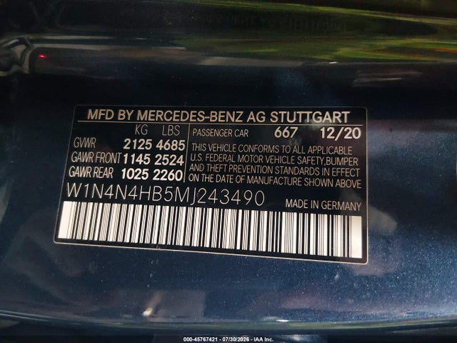 W1N4N4HB5MJ243490 Mercedes-Benz Gla 250 4matic