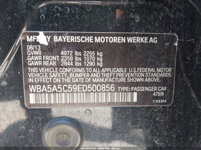 Продаж на аукціоні авто 2014 Bmw 528i, vin: WBA5A5C59ED500856, номер лоту: 45767432