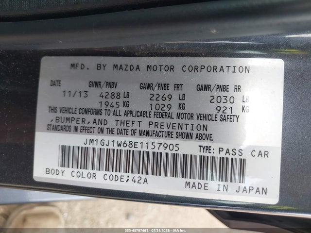 Aukcja sprzedaży 2014 Mazda Mazda6 I Grand Touring, vin: JM1GJ1W68E1157905, numer aukcji: 45767461