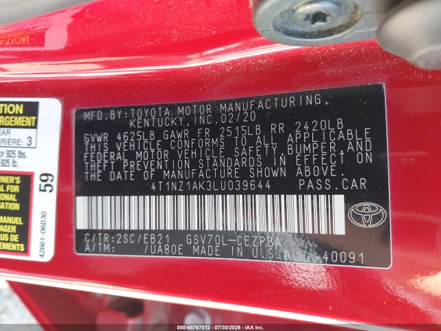 Toyota CAMRY TRD 2020 4T1NZ1AK3LU039644 Image 9