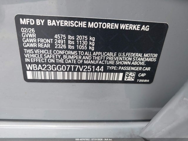 45767552 :رقم المزاد ، WBA23GG07T7V25144 vin ، 2026 Bmw 228 Gran Coupe Xdrive مزاد بيع