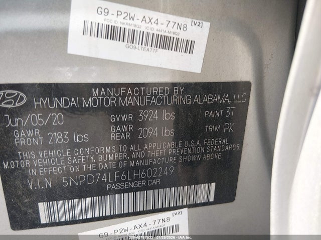 5NPD74LF6LH602249 Hyundai ELANTRA SE