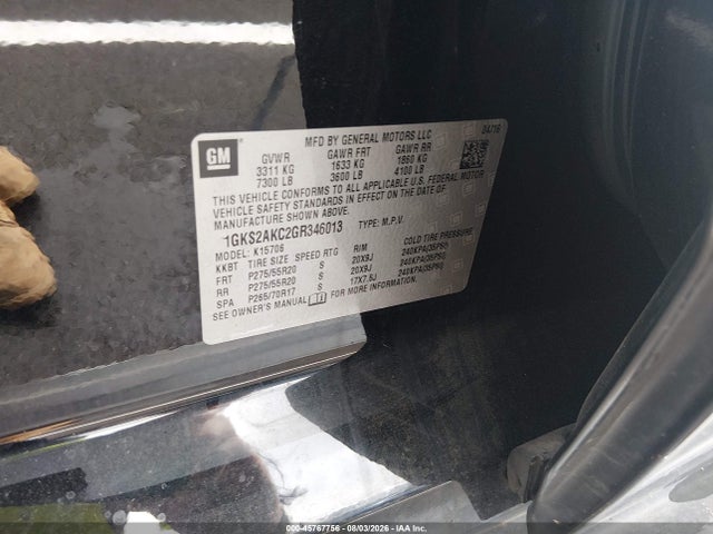 2016 Gmc Yukon Sle მანქანა იყიდება აუქციონზე, vin: 1GKS2AKC2GR346013, აუქციონის ნომერი: 45767756
