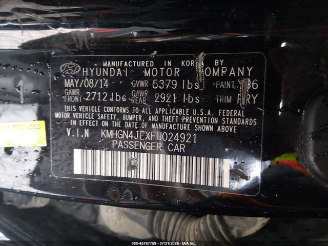 Hyundai Genesis 3.8 2015 KMHGN4JEXFU024921 Image 9