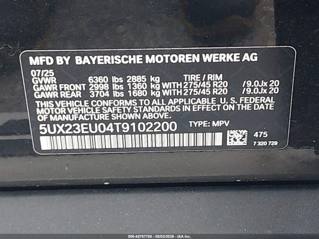 Aukcja sprzedaży 2026 Bmw X5 Xdrive40i, vin: 5UX23EU04T9102200, numer aukcji: 45767765