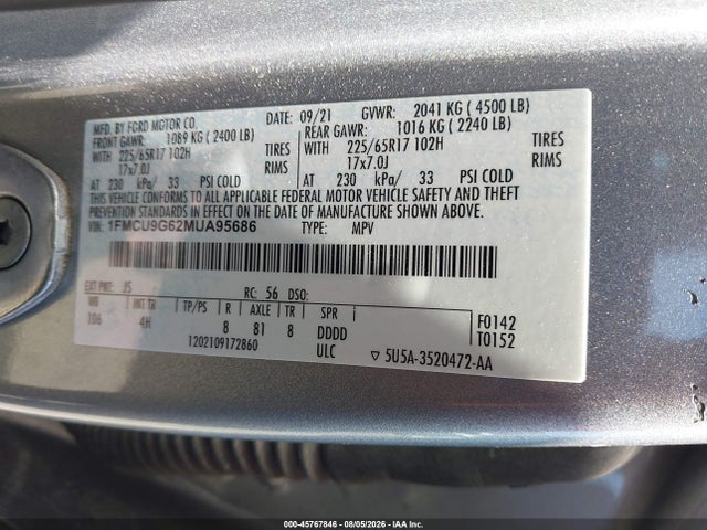 Ford ESCAPE SE 2021 1FMCU9G62MUA95686 Image 9