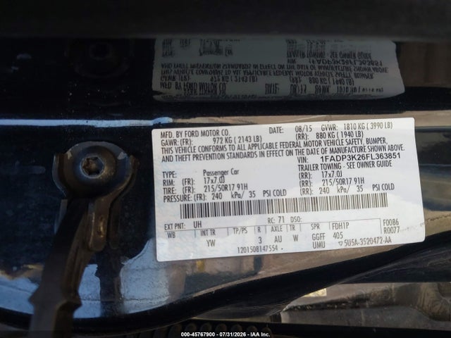 Ford FOCUS SE 2015 1FADP3K26FL363851 Image 9