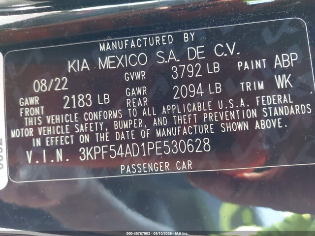 Продажа на аукционе авто 2023 Kia Forte Gt-line, vin: 3KPF54AD1PE530628, номер лота: 45767903