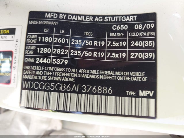 Продаж на аукціоні авто 2010 Mercedes-benz Glk 350, vin: WDCGG5GB6AF376886, номер лоту: 45767911