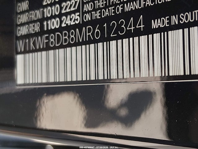 45768047 :رقم المزاد ، W1KWF8DB8MR612344 vin ، 2021 Mercedes-benz C 300 Sedan مزاد بيع