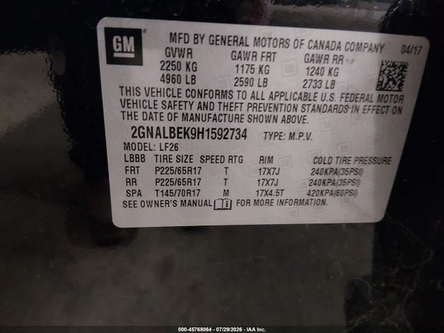 Chevrolet EQUINOX LS 2017 2GNALBEK9H1592734 Image 9