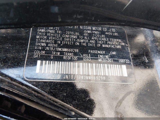 JN1BJ1BW3MW669298 Nissan Rogue Sport Sv Awd Xtronic Cvt