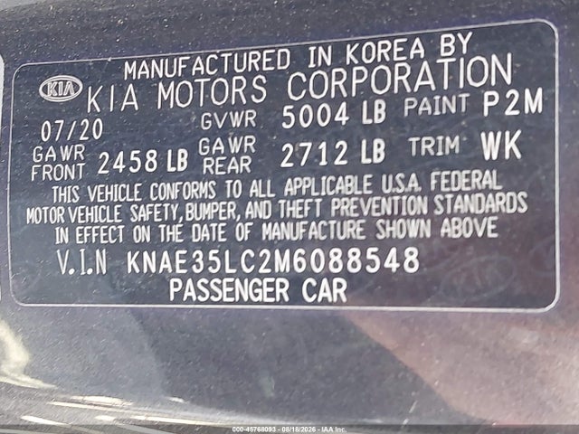 Auction sale of the 2021 Kia Stinger Gt, vin: KNAE35LC2M6088548, lot number: 45768093