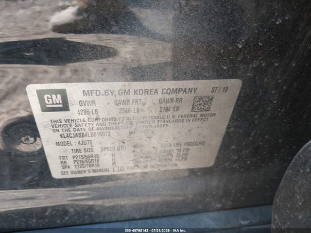 Aukcja sprzedaży 2020 Buick Encore Fwd Preferred, vin: KL4CJASB4LB016073, numer aukcji: 45768143