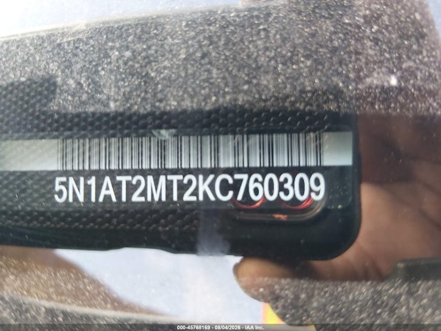 45768169 :رقم المزاد ، 5N1AT2MT2KC760309 vin ، 2019 Nissan Rogue S مزاد بيع